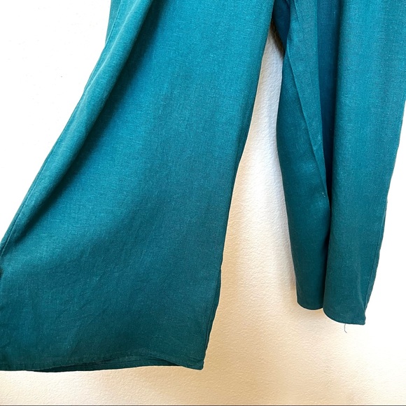 Urban Outfitters Green Strapless Ruffle Linen Jumpsuit A-22 - Picture 6 of 13